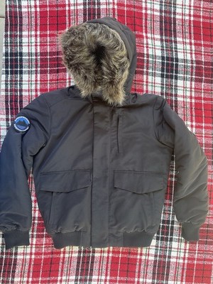 Superdry Everest Bomber Jacket Small Black Faux Fur Hood Men's Excellent