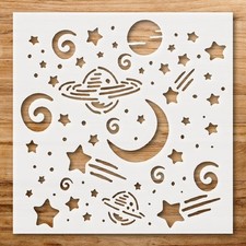 Outer Space Themed Wall Art Reusable Plastic Stencil - StencilAir