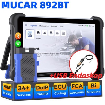 MUCAR 892BT Full System Car Diagnostic OBD2 Scanner CANFD & DoIP +USB Endoscope