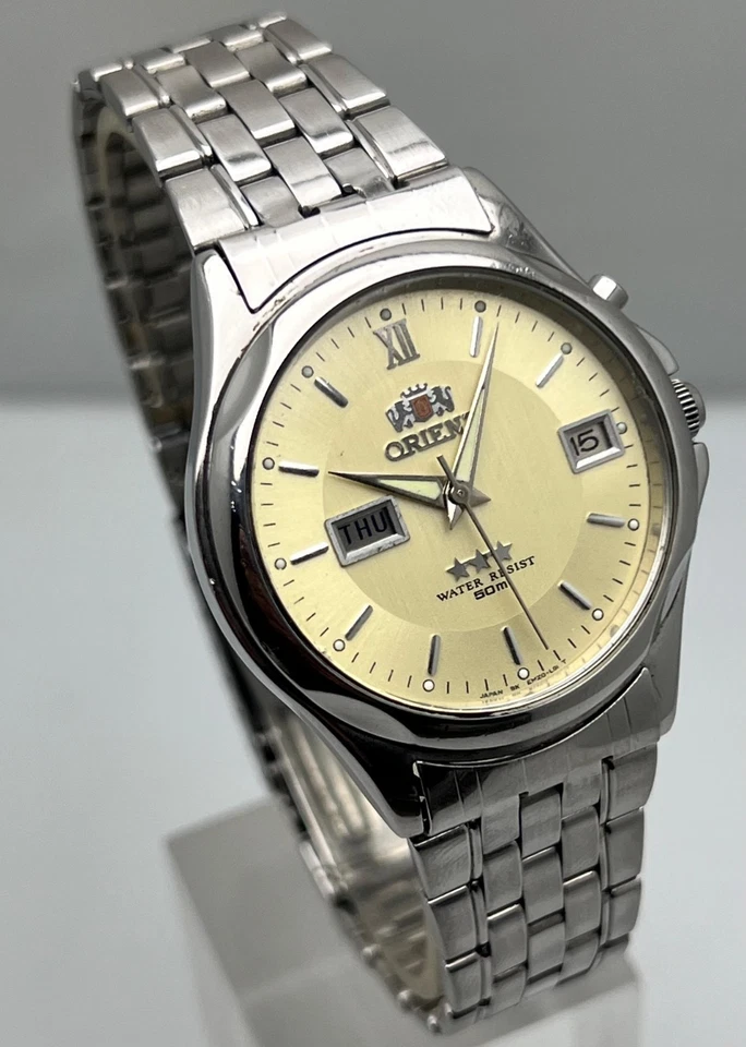 Vintage Orient 3 Star Automatic Unique Day/Date Men’s Watch EM5D-C0 Japan Made - Image 4 of 4