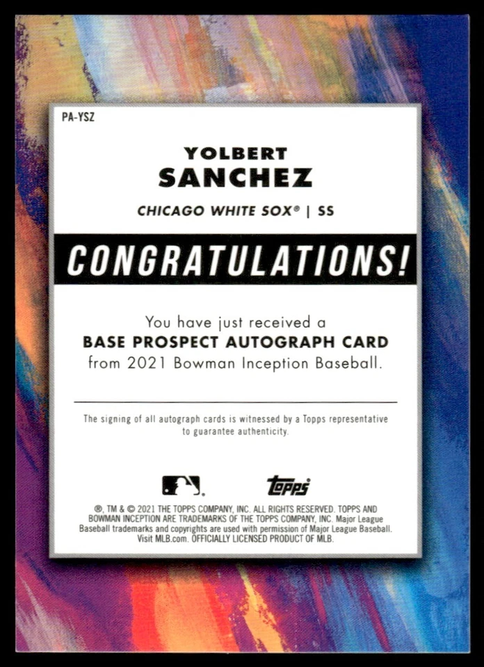 2021 BOWMAN INCEPTION YOLBERTY SANCHEZ - Image 2 of 2