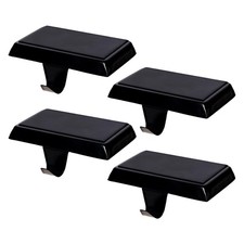 4 PCS Christmas Stocking Holders Mantel Weighted Metal Hooks Black Base  1
