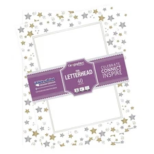 Stars and Swirls Design Paper Letter Size White, 40 Sheets Stationary Set Kit