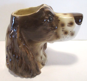 Vintage Unbranded Brown Cocker Spaniel Dog Ceramic Planter - Realistic Look