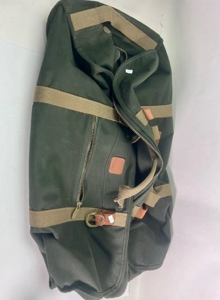 Vintage Canvas Rolling Duffle Bag (30”), Green & Plaid Weekender Tote- Lot Of 2  - Image 3 of 4