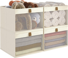 Linen Closet Organizers and Storage, Closet Storage Bins Basket Organizer, Folda