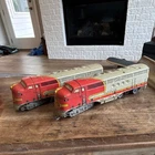 Santa Fe Vintage Tin Diesel Locomotive Toy Train Lot of 2 Ages 4-11