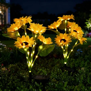 1pcs Solar LED Flower Stake Lamp Waterproof Outdoor Garden Yard Light-Sunflower
