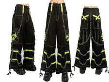 Mens Gothic Cyber Chain Pant Handmade Black Yellow Electro bondage Rave Trousers