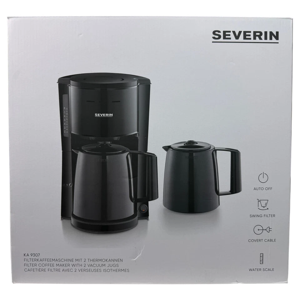 Severin KA 9307 Filterkaffeemaschine mit 2 Isolierkannen Thermo Schwarz NEU OVP - Bild 1 von 3