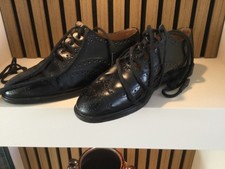 highland dress kilt shoes black brogue size 10 with long laces