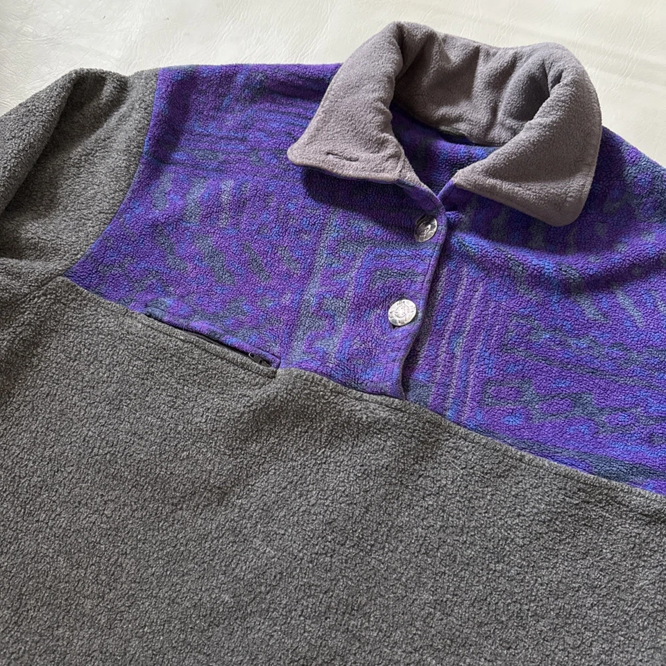 Vintage 90s Polar-O Fleece Pullover Sweater Adult Size Medium Gray Colorful - Image 2 of 4