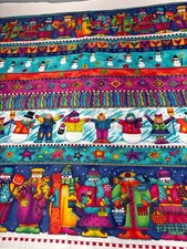 Bright Snowman-Themed Cotton Christmas Fabric 1/2 yard x 44" Quilting Craft Mate