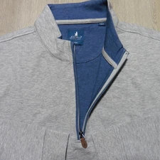 JOHNNIE-O Mens L LARGE SULLY PULLOVER LIGHT GREY BLUE 1/4 ZIP GOLF SWEATSHIRT
