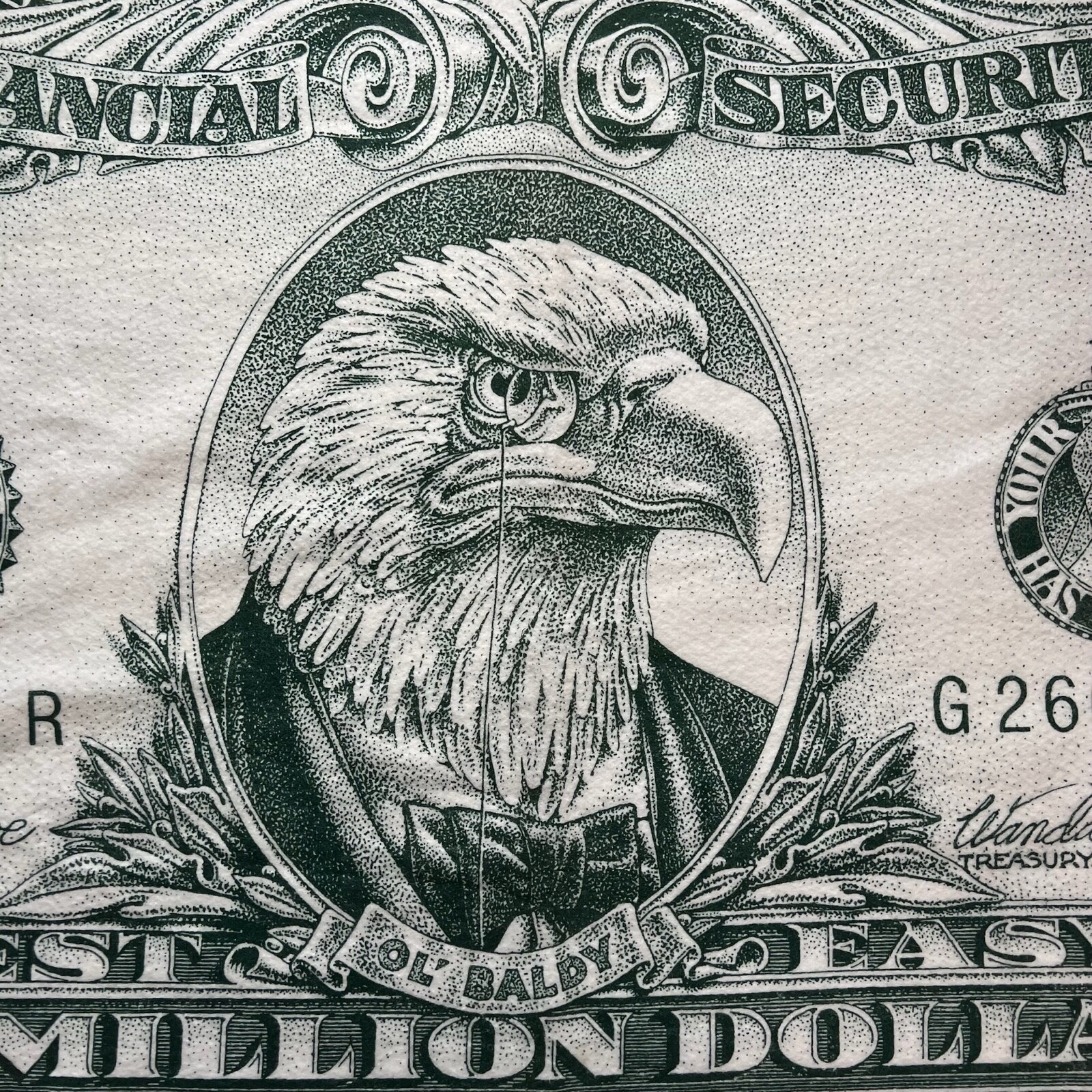 Vintage 90's Dollar Bill Beach Picnic Blanket A5903 Gem