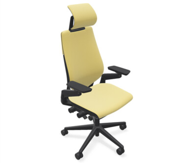 Steelcase Gesture Headrest Task Desk Chair Black Frame Buzz2 Sunrise 5G53 Fabric