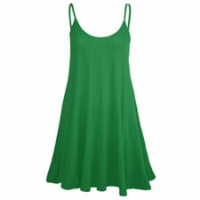 WOMENS CAMISOLE CAMI FLARED SKATER LADIES STRAPPY VEST TOP SWING MINI DRESS 8-26