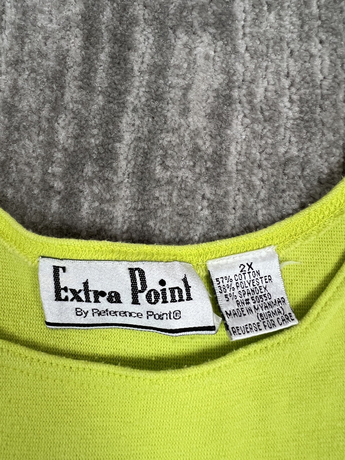 Extra Point Tank Top Womens 2X Yellow Highlighter Casual