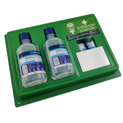Augenspülflasche Station Wandmontage Notfall Augenpflege Set 2 x 500ml Flaschen
