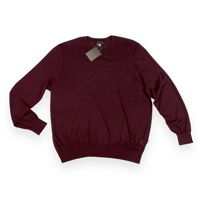 Thomas Dean Mens Maroon Crew Long Sleeve Wool Blend Sweater Size XXL NWT 