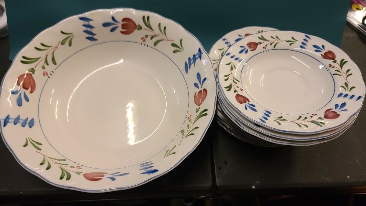 Vintage Provincial Designs by Nikko Japan Dutch Floral Bowl and 7