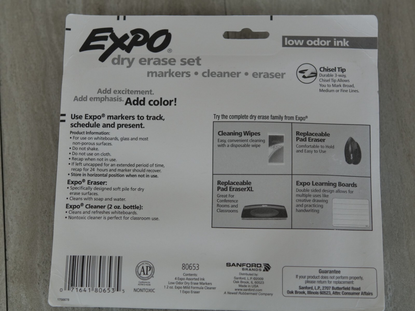Expo Low Odor Dry Erase Marker Set with White Board Eraser and Cleaner | Chisel