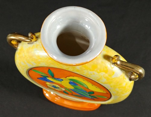 Antique Hotta Yu Shoten & Co. Lusterware Disk Vase Two Handled Vase Japan - Picture 5 of 12