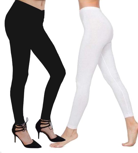 Womens Cotton Legging Ladies Plain Full 