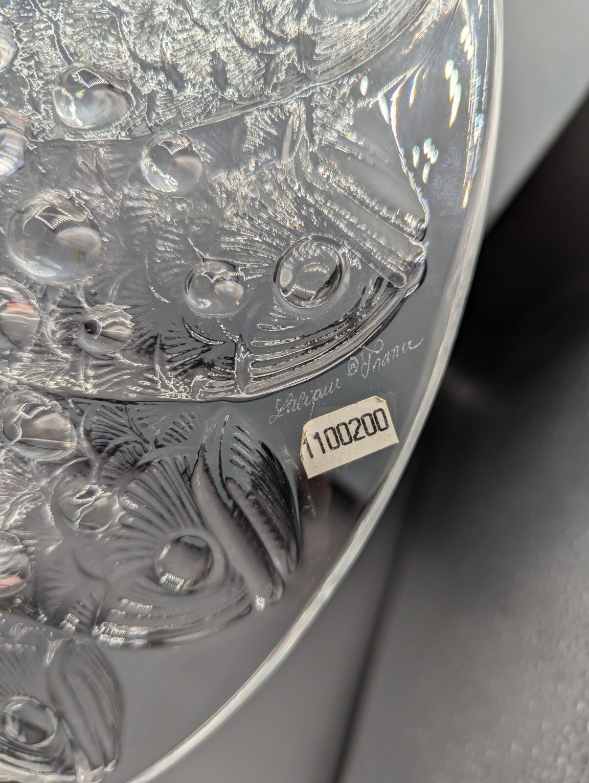 Lalique Crystal Roscoff Koi Fish Bubbles Coupe/Bowl #1100200 signed ...