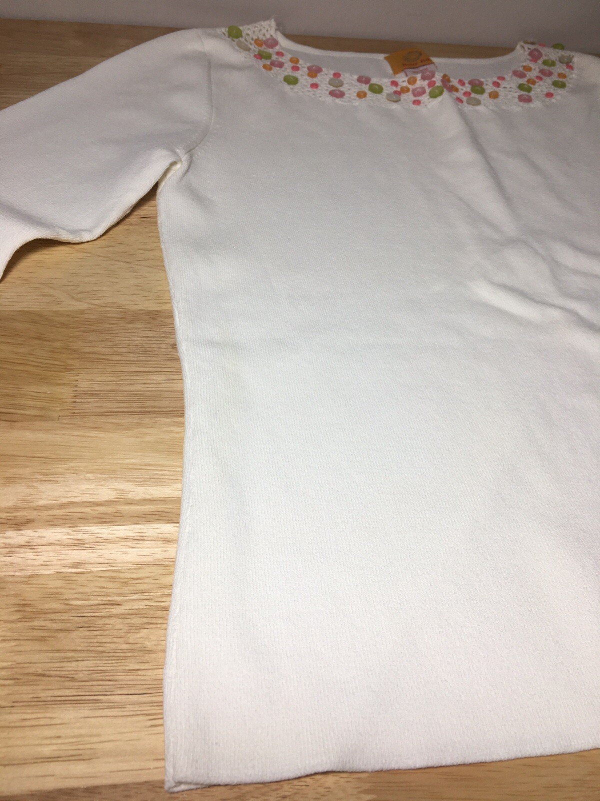 Ruby Rd White Beaded / Button Style Neck And Slee… - image 6