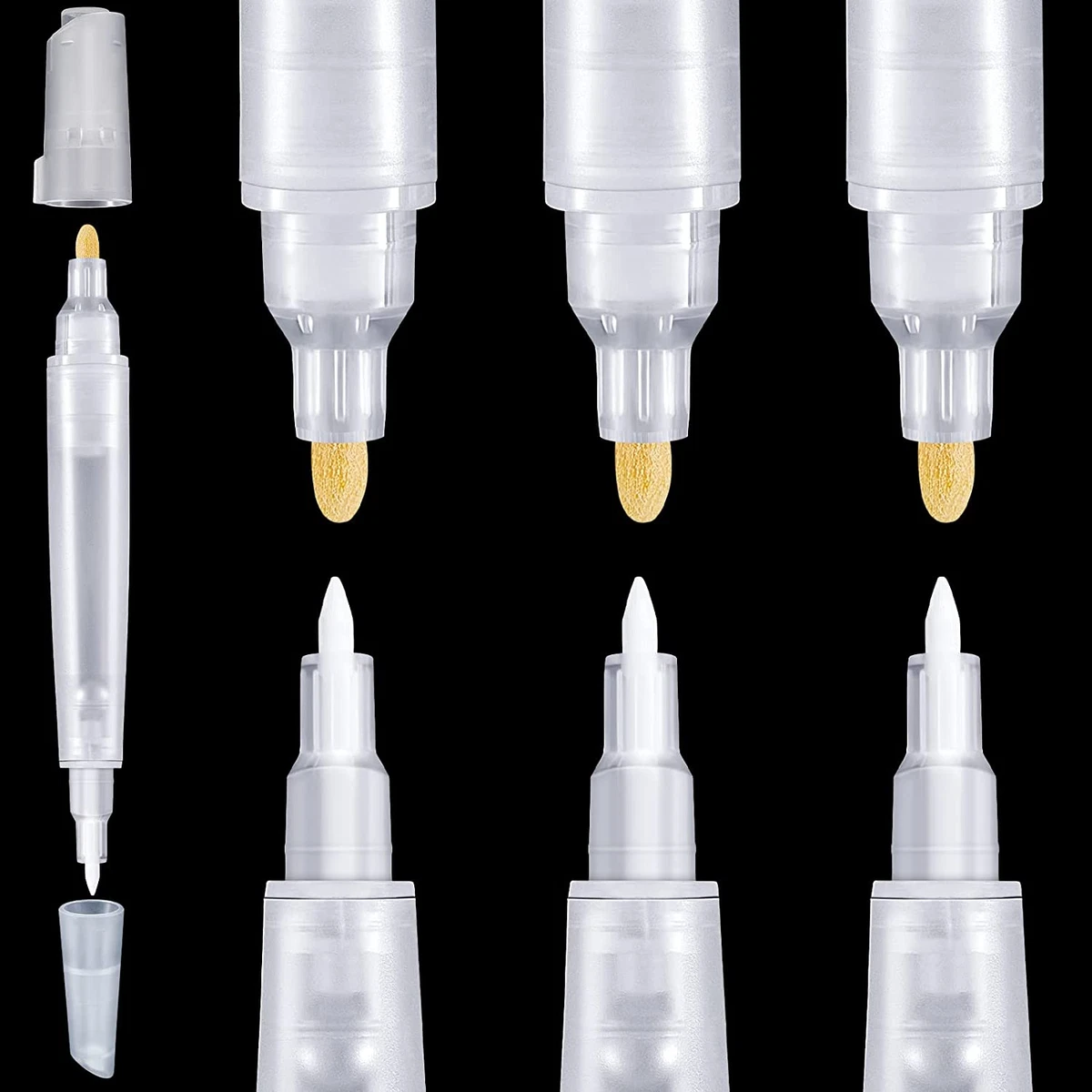 Set of 6 Blank Refill Paint Markers Double End Refillable Paint Pens