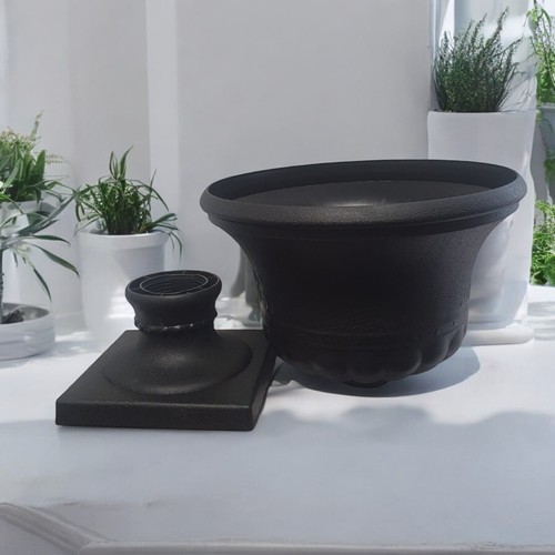 Large Round Plastic Garden Urn Planter for Outdoor Plants Tall Decorative Stand - Foto 6 di 11
