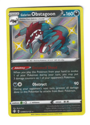 Pokemon TCG Shining Fates Shiny Vault Galarian Obstagoon Holo SV080 ...