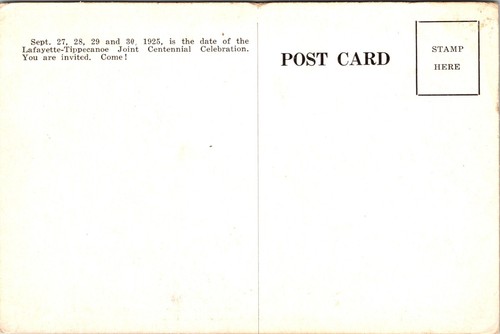 Burnett's Creek Battle of Tippecanoe Centennial Invite Indiana Postcard DB - Bild 2 von 2