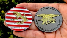 Navy Seals Seal Bone Frog NSW Trident Dont Tread On Me Challenge Coin CPO Glows