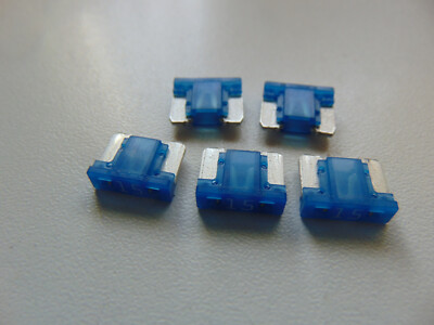 5 Stück Mini LP Sicherungen 15 A Ampere Flachstecksicherungen Low Profile blau
