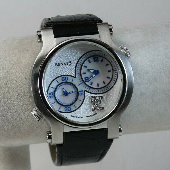 Renato Men's Dual Time Interchangeable Beast Watch, Swiss Ronda 762, SS