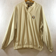 FootJoy Men Performance Pull Over Sz L Beige Longaberger Golf Club 1/4 Snap Soft