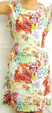 New 100% Rayon Women Floral Dress One size Pullover With Waist ties Big Florals