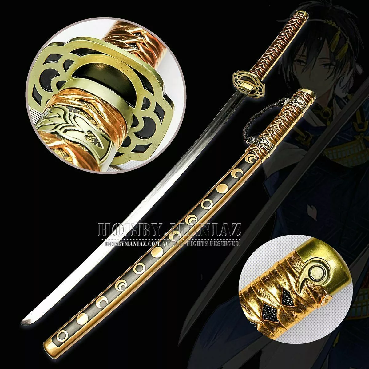 Espada Katana Dourada Rakudai Kishi no Cavalry Mikazuki Munechika - Tenda  Medieval