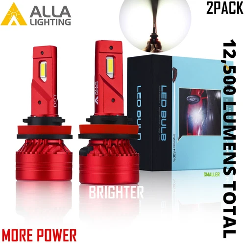 Alla Lighting 60W H11 H9 H8 LED Headlight Low Beam/ Fog Light Bulb 9000LM 6000K