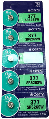 5 PACK SONY 377 SR626SW SR626 V377 SILVER OXIDE (GOOD EXP 10/32) FREE SHIPPING