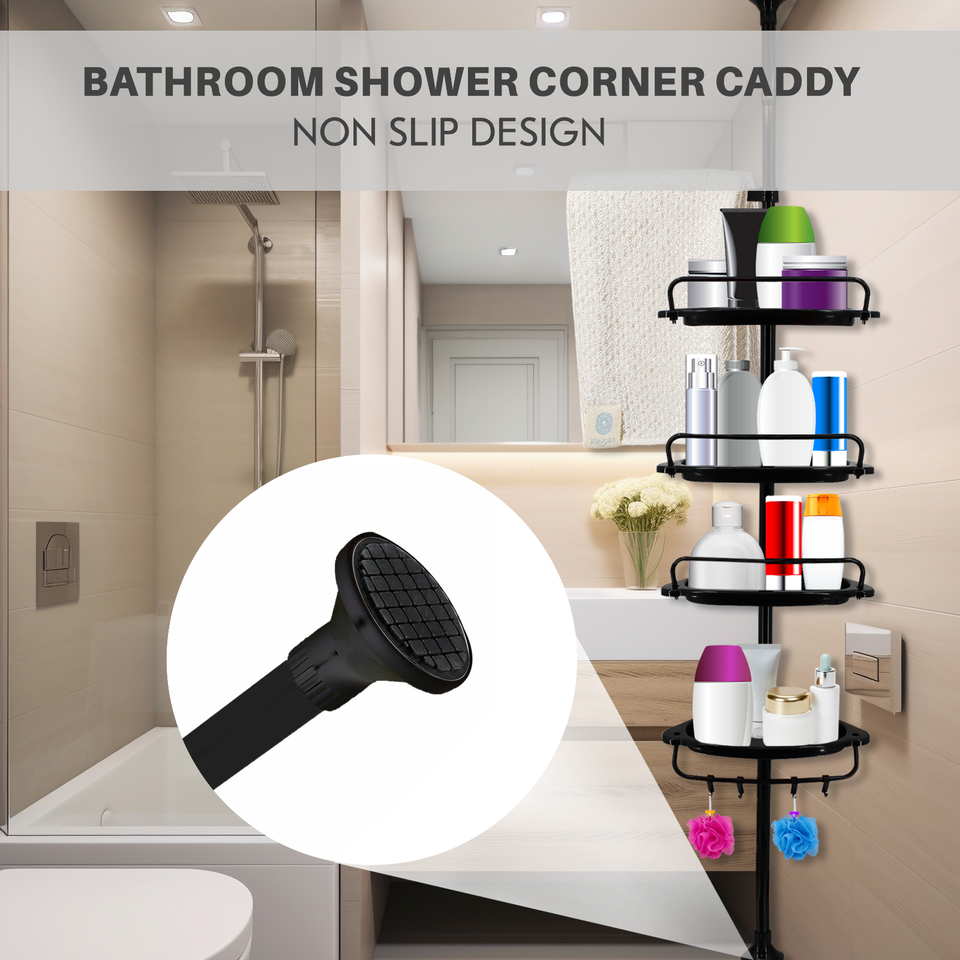 4 Tier Telescopic Bathroom Wall Corner Shelf Rack Shower Caddy Storage Organizer | eBay UK
