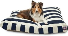 Majestic Pet Vertical Stripe Rectangle Dog Bed, Navy Blue, Large