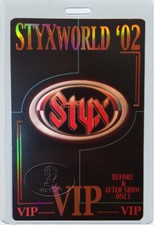 STYX 2002 STYXWORLD TOUR LAMINATED BACKSTAGE PASS All Access
