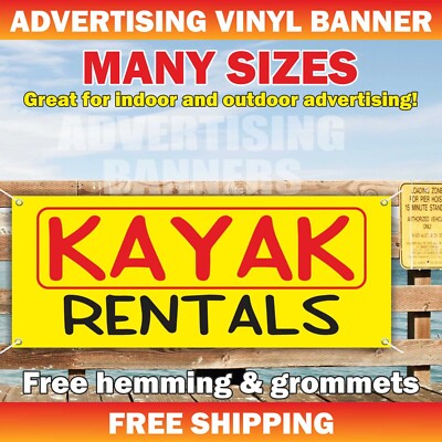 KAYAK RENTALS Advertising Banner Vinyl Mesh Sign Kayaking Canoeing ...