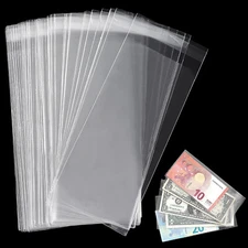 100 PCS Currency Sleeves Paper Money Bill Holder Banknote Storage Protector Case