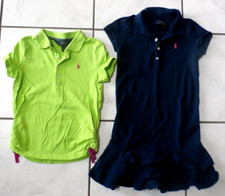 Polo Ralph Lauren Shirt Dress Girls 6X Blue Logo Ruffles Green Top 2 PCS G247