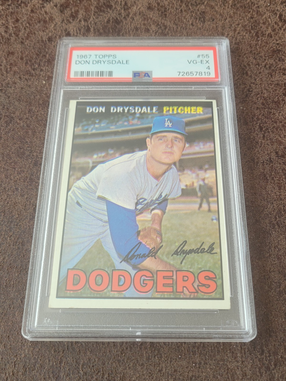 1967 Topps Baseball Don Drysdale #55 - PSA 4 - Los Angeles Dodgers Legend