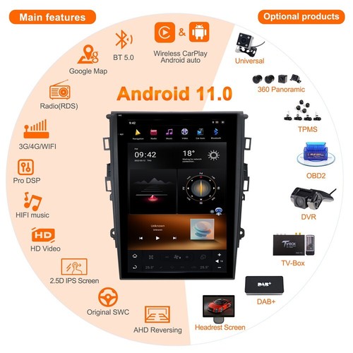 For Ford Mondeo Fusion MK5 2013-2018 Android Car Radio 2Din Stereo Receiver 64G - Picture 2 of 7